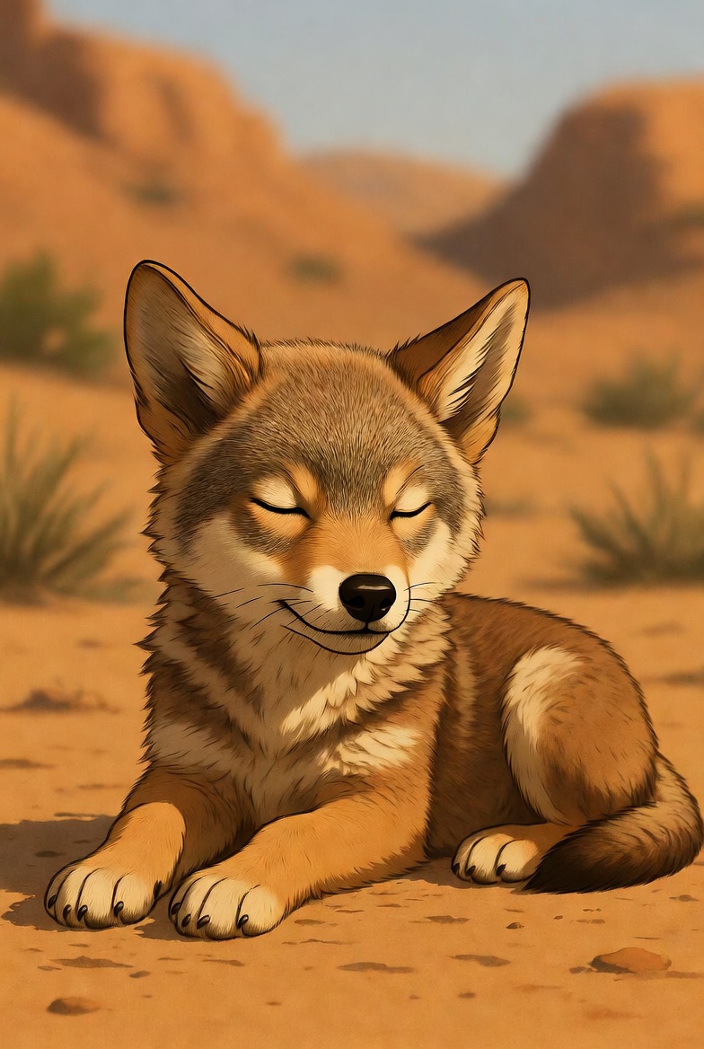 Coyote durmiendo en madriguera